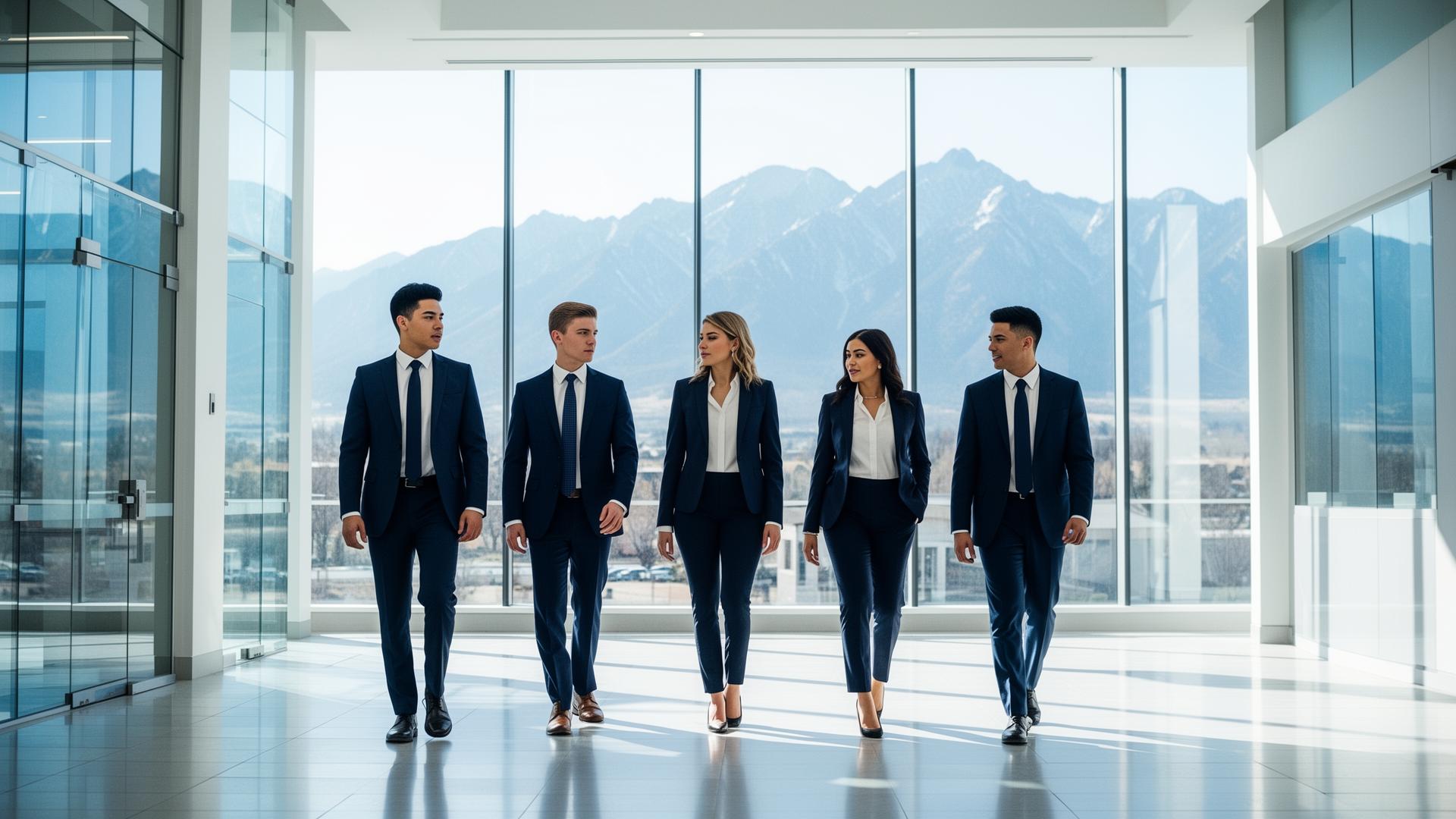 Goodson Sales team in a Salt Lake City office with Wasatch mountains